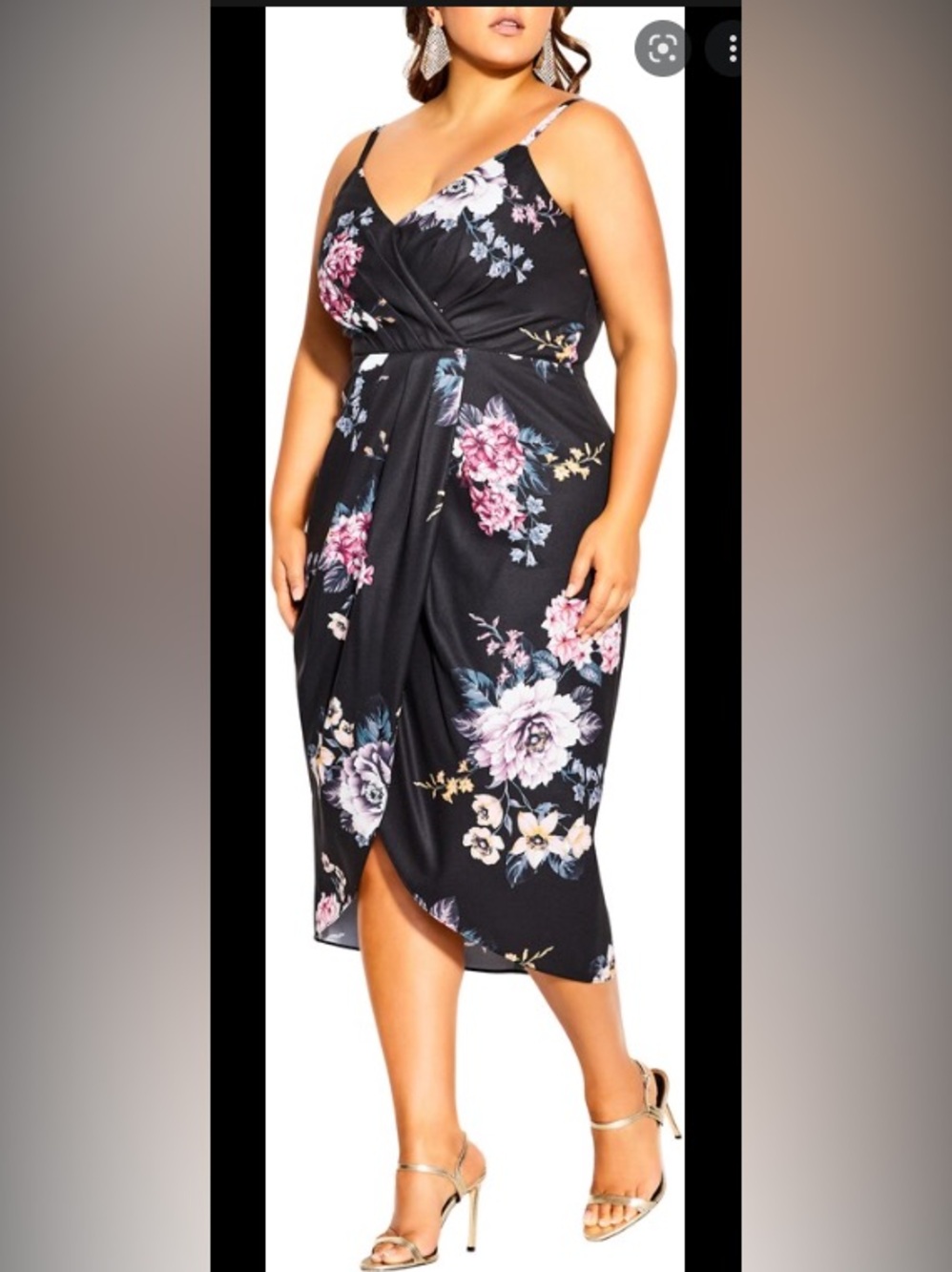 CITY CHIC SLEEVELESS FLORAL PRINT IN LOVE BLOOMS MIDI DRESS